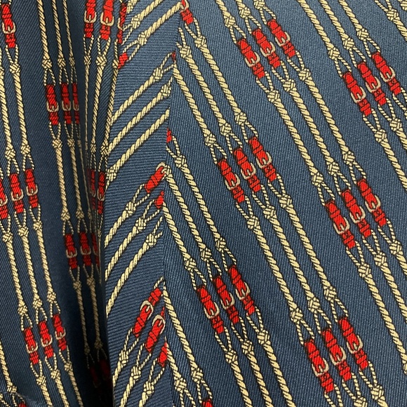 HERMES VINTAGE BLUE / RED ROPE AND BELT PRINT SILK ROBE WITH BELT - Picture 8 of 8